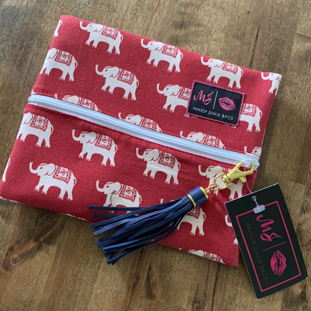 Makeup Junkie small red elephant bag